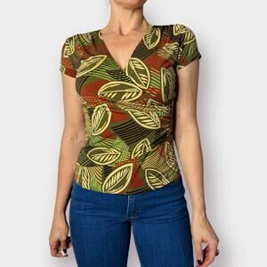Y2K‎ Sere Nade Olive Leafy Print Top Size S
